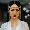 Rhinestone Curtain Head Chain Coin Bell Masquerade Mask Fashion Belly Dance Face Veil  Middle East