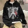 Dark Style Sweatshirt Ladies Hoodie Goth Couple Butterfly Skull Harajuku Large Size Zip Sweater
