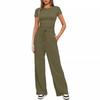Women's Set Summer Short-sleeved Pleated Top Casual Sweatpants