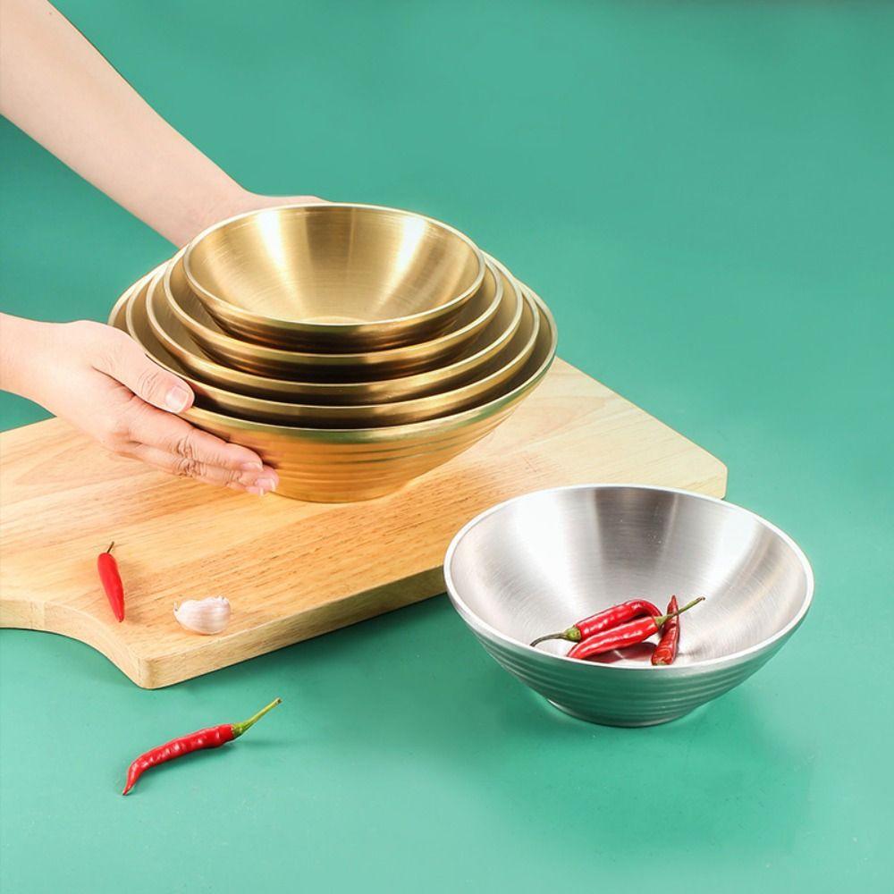 Heat Insulated Ramen Bowl Anti Fall Instant Noodles Bowl Smooth 304 Stainless Steel Bowl Hot Soup