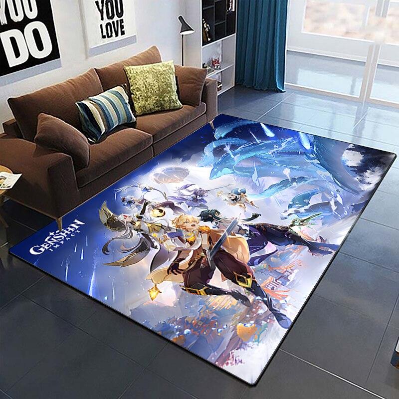 Genshin Impact Carpets Living Room Decoration Bedroom Parlor Tea Table Area Rug Mat Soft Flannel Large Rugs and Baby Gift Carpet