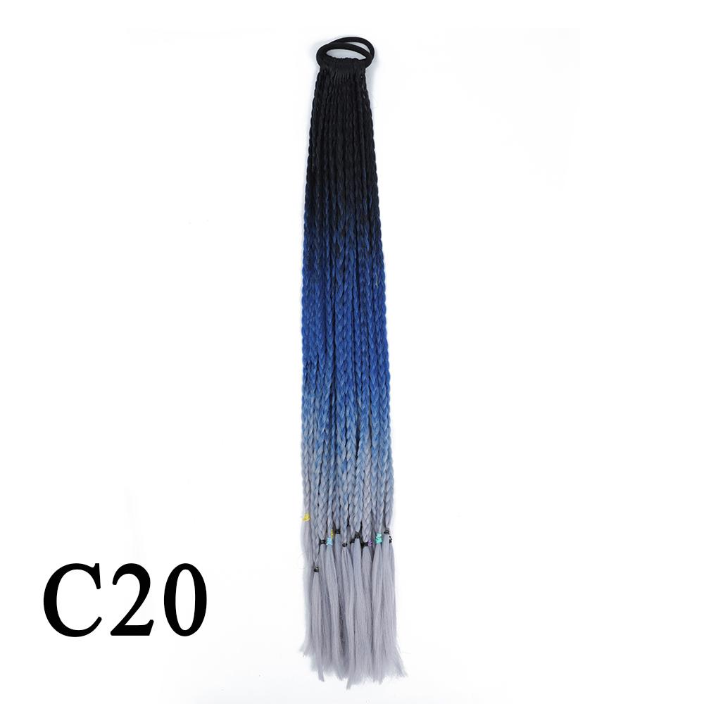 Плетеный хвост с резинкой, черный плетеный хвост ручной работы из термостойкого волокна, шиньоны с конским хвостом для девочек