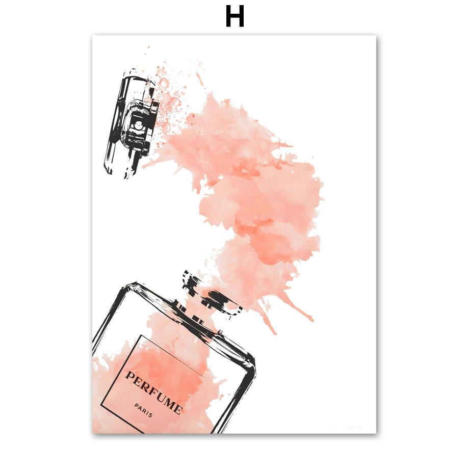Розовый цветок Париж духи девушка губы ресницы настенная живопись на холсте плакаты на скандинавскую тему и принты настенная картина для декора комнаты для девочек