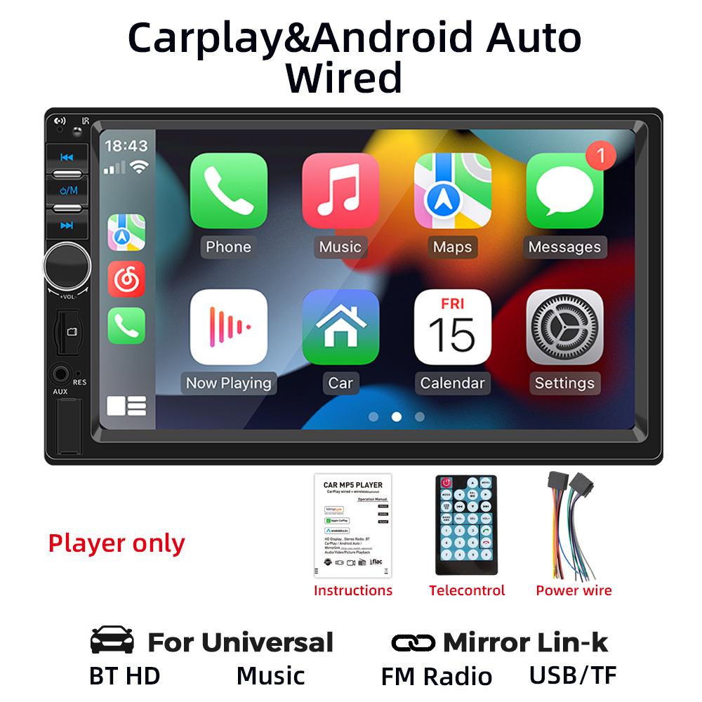 HIPPBQCC 7" автомобильный радиоприемник Carplay Android Auto 2 Din сенсорный экран Mirror Link стерео приемник аудио мультимедиа плеер с FM USB TF