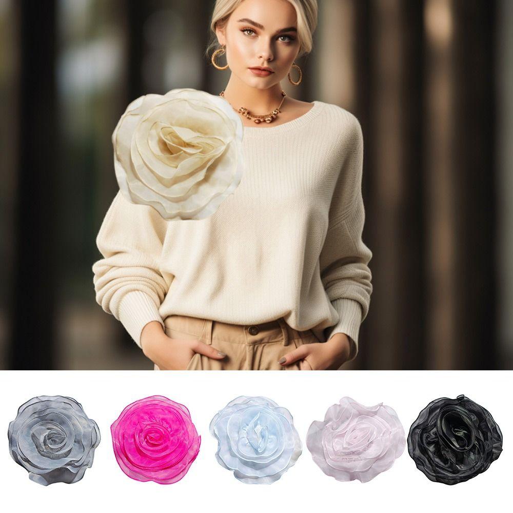 Fabric Artificial Rose Flower Patch 27CM Chest Flower Fashion Brooch