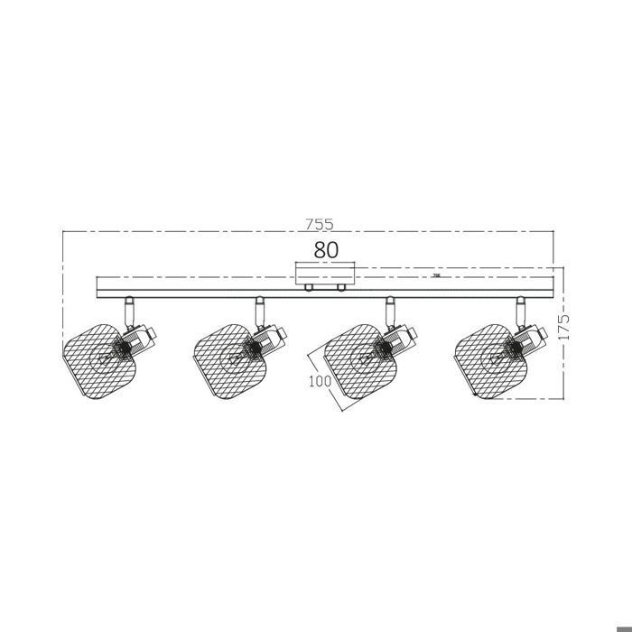 Plafonnier décoratif - BRAYTRON - BV03-00013 - Bois et métal noir - 4xE14 - IP20