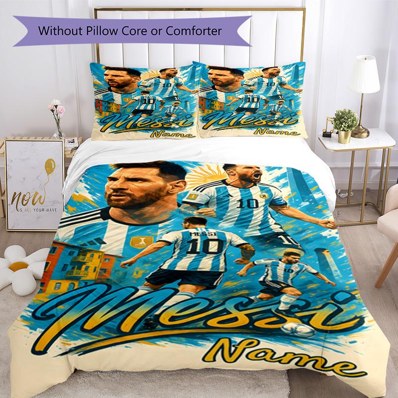 Messi Customize your name Bedding Set Breathable Duvet Cover with Pillowcases Home Decoration Birthday Gift