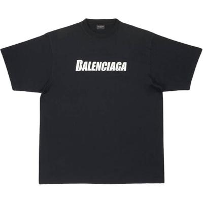 (WMNS) Balenciaga Кепки Футболка Свободный крой 'Черный' Женская 651795TNVL11070