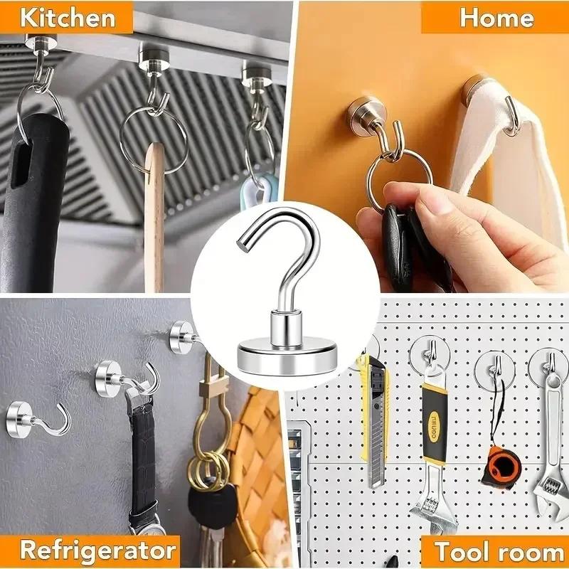 20/1 шт. Металлические прочные магнитные крючки, настенные, сверхпрочные, магнитные крючки, вешалка для ключей, пальто, дома, кухни, ванной, хранения
