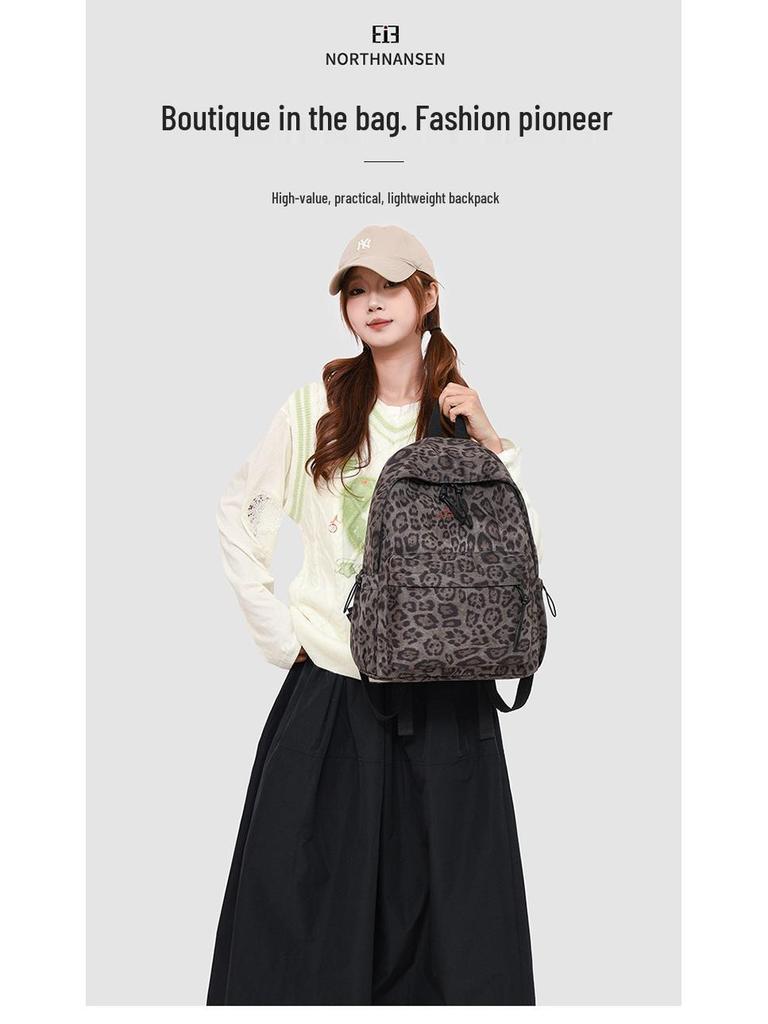 Leopard Print Korean Style Casual Backpack for Students
