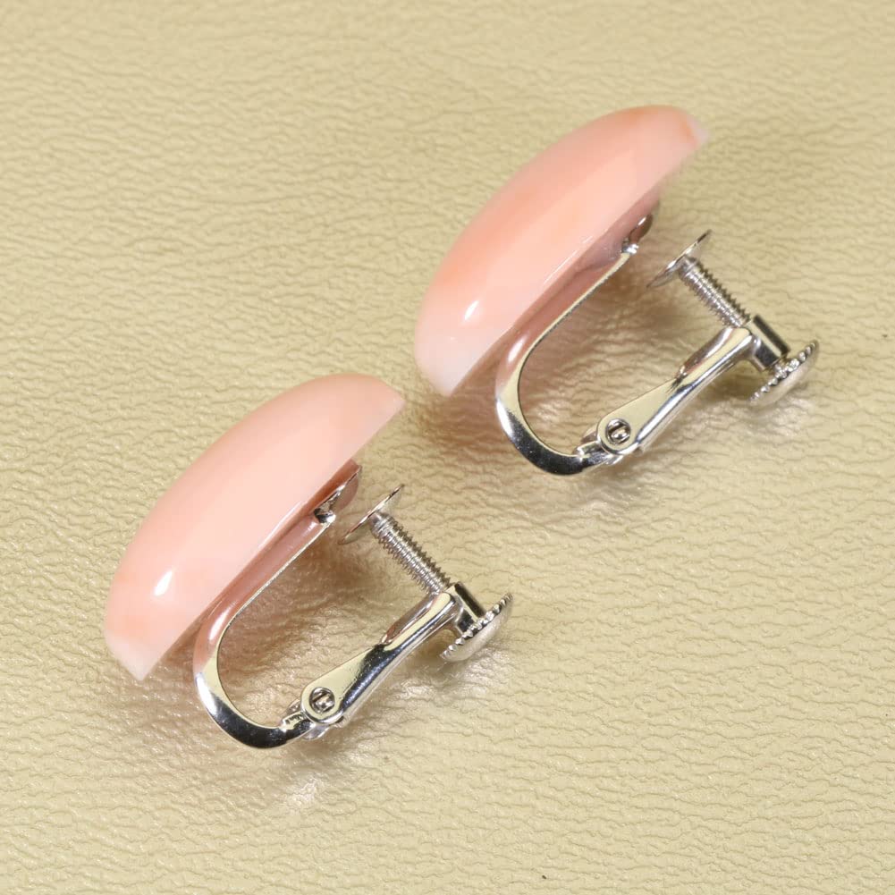 Pink Garnet Coral Undyed Earrings, Silver,