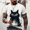 Мужская футболка с рисунком граффити и котом, футболка с короткими рукавами, топы с животным принтом, футболки большого размера, летняя мужская одежда 4XL