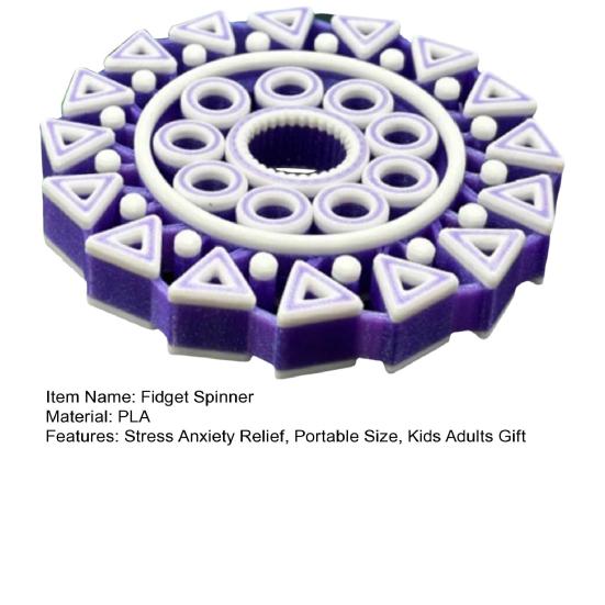 3D Printed Fidget Spinner Toy Stress Anxiety Relief Kids Teens Adults Fingertip Gear Gyroscope Portable Travel Sensory Spinning Toy