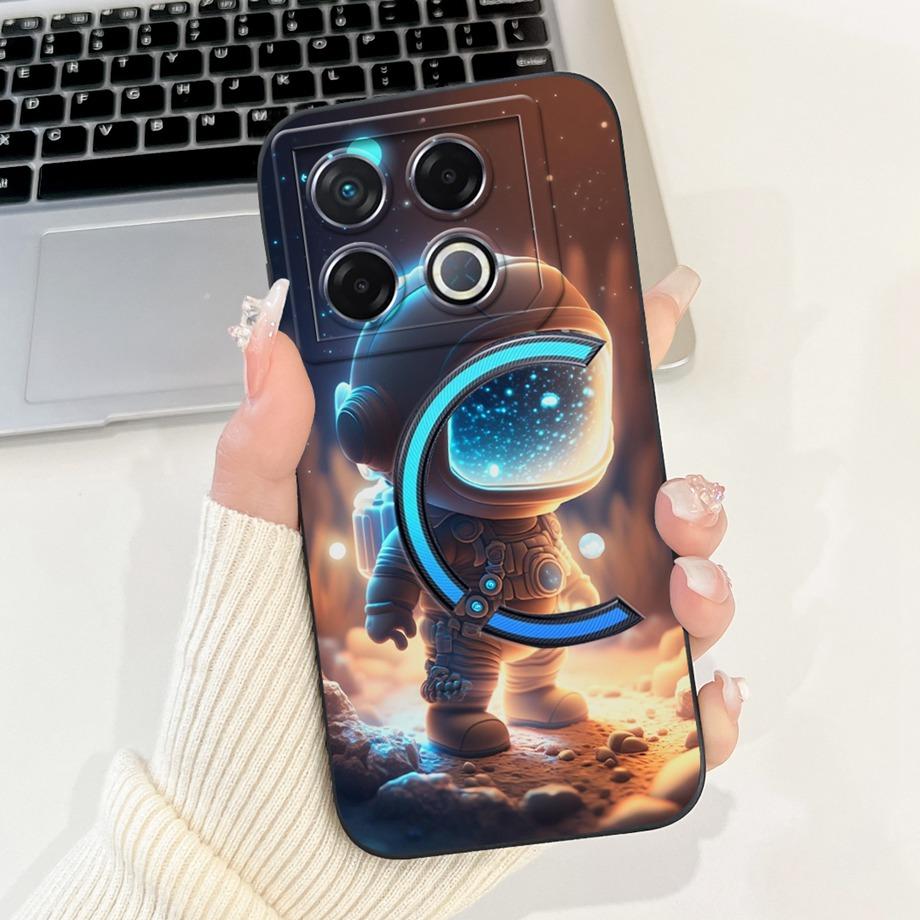 Мягкий силиконовый ТПУ матовый чехол Funda для Infinix GT 20 Pro / Infinix X6871 GT20Pro, задняя крышка, Астронавт, Лунная ночь, Расписной