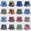 Tie Dye Fisherman Hat Uv Protection Assorted Colors Print Butterfly Cat Cap Leaf