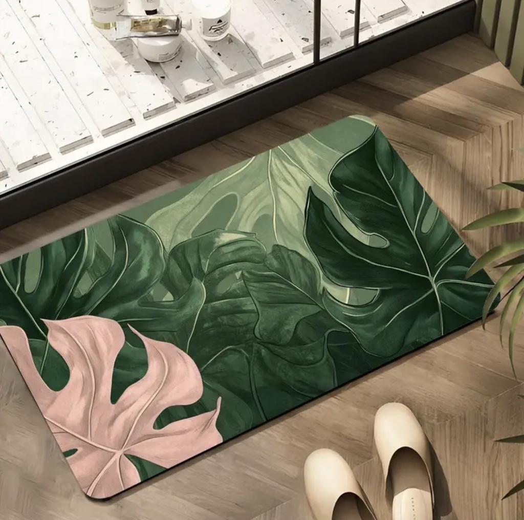 Visual Three-dimensional Green Plant Floor Mat Bathroom Kitchen Anti Slip Absorbent Floor Mat Entrance Door Carpet