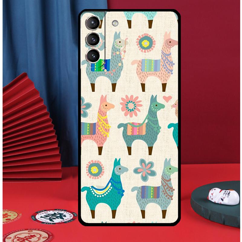 Мультяшная Альпака Лама Чехол для Телефона Для Samsung Galaxy S25 Ultra S9 S10 S20 S21 S22 Plus S23 FE S24 Ultra Задняя Крышка