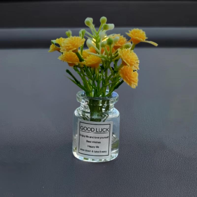 Нежные миниатюрные горшечные цветы в ассортименте цветов, декор из зелени для приборной панели автомобиля, настольные фигурки для DIY-поделок, домашнее украшение