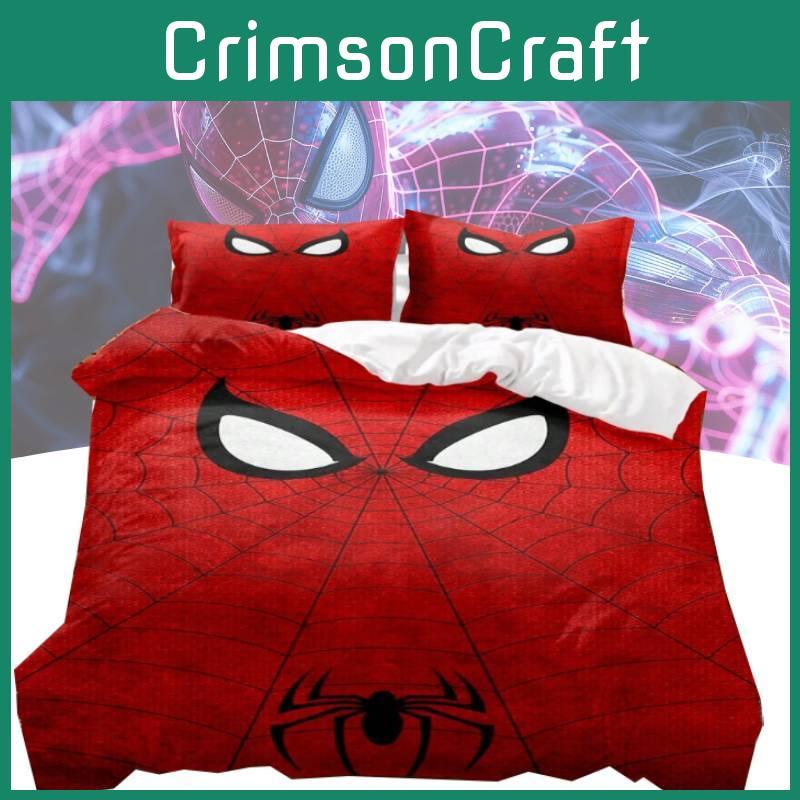 Комплект постельного белья с принтом Человека-паука, с реактивным крашением и из брашированной ткани для декора спальни