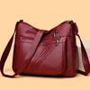 Women's Small Square Bag Shoulder Bag Soft Leather Mother Bag Multi-Layer Bag