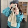 Solid Color Wool Knitted Scarf Simple Women Scarves Shawl High Quality Winter Cashmere Scarf Girls