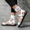 Fashion Summer New Men Gladiators High Tops Belt PU Leather Casual Shoes Breathable Beach Sandals Outdoor Slippers Black White Plus Size