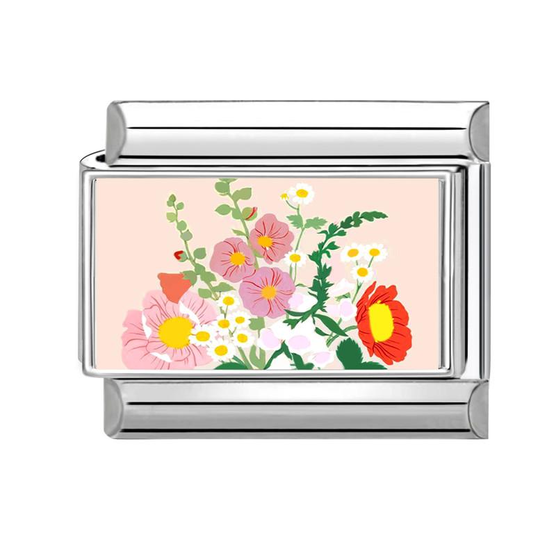 Новая серия Brilliant Colorful Flower Butterfly Итальянские Шарм-Звенья Подходят для 9-мм Браслета из Нержавеющей Стали Женские Мужские DIY Изготовление Украшений
