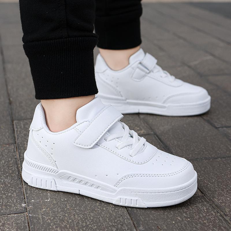 28-39 детские большие размеры дышащие и модные кроссовки на липучках белые туфли повседневная спортивная обувь для детей