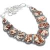 Garnet In Limestone Gemstone Handmade 925 Silver Jewelry Necklace 18" JCN484-395