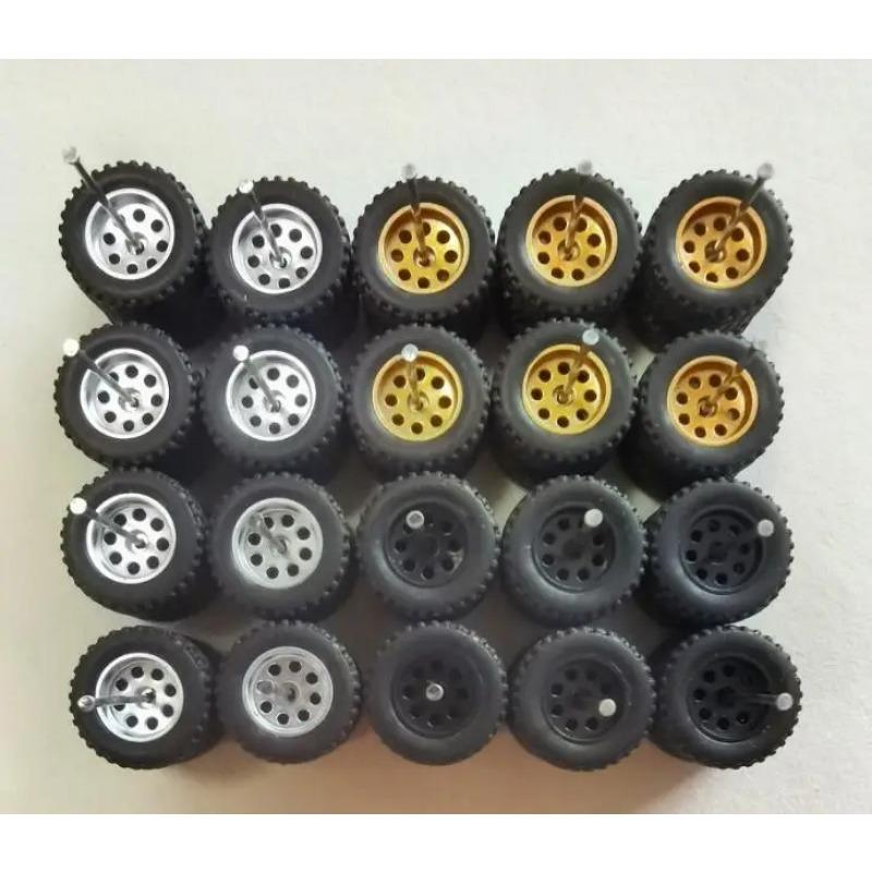 10 комплектов(на 10 машин) 1/64 Пластиковые 14мм Колеса Резиновые Покрышки для 1:64 Модель внедорожника для бездорожья