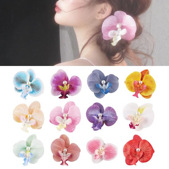 Artificial Moth Orchids Hair Clip Bohemia Hawaiian Faux Pearl Simulated Flower Duckbilled Clamp Hairpin Hair Barrette Women Hair Accessories Headwear