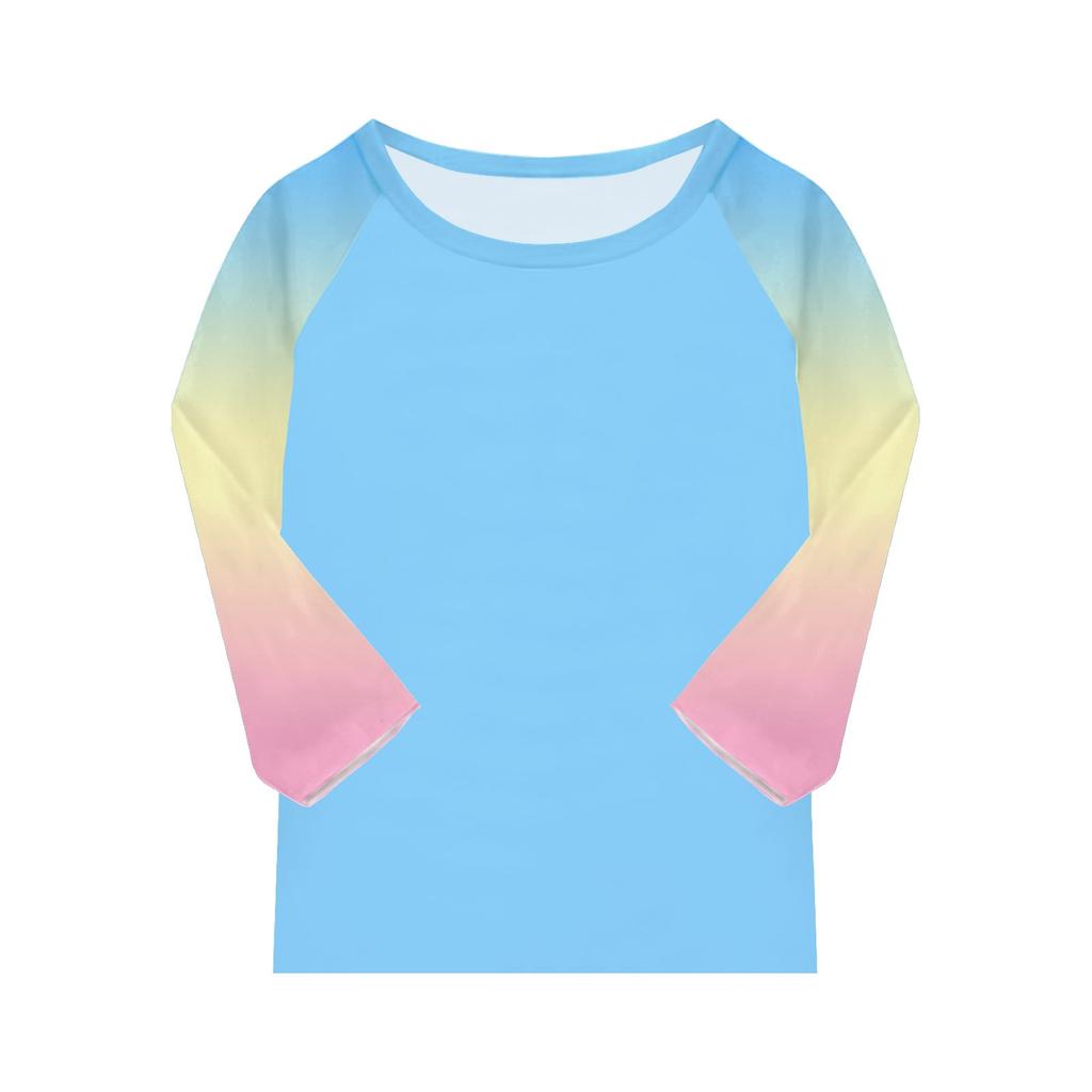 Printed Tops For Youth Girls 4-16 Years Round Neck 3/4 Sleeves T-Shirts Trendy Tops Outfit Tees