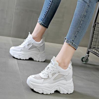 Весенне-осенняя женская обувь новая обувь на толстой подошве типа «маффин» с внутренней платформой, спортивная повседневная обувь на шнуровке