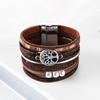 Handmade Woven Leather Bracelet With Hollowed Out Tree Of Life Multi-layer Leather Bracelet