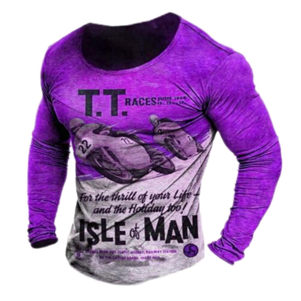 Винтажная мужская футболка с длинным рукавом 3D ретро мотоциклетные большие футболки для толстовки байкерская гоночная футболка мужская одежда