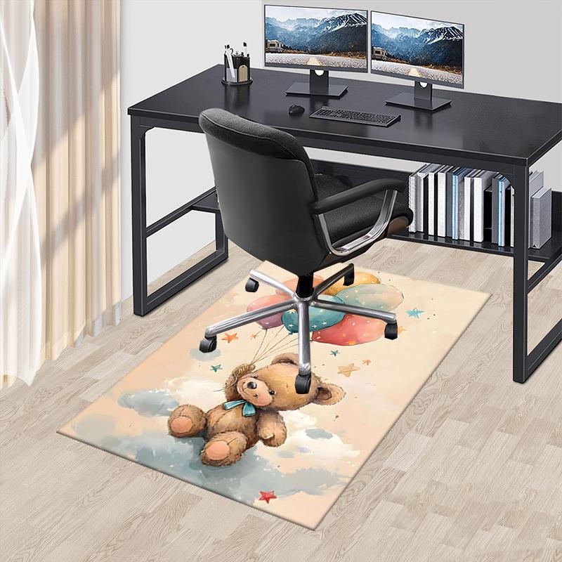 1pc Teddy Bear Balloons Chair Mat - Anime Cartoon Design, Non-Slip Carpet for Office Chairs, Suitable for All Seasons, Perfect Gift for Holidays and H