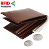RFID Men's Wallet Coin Bag Wallet Genuine Cow Leather Flap Cards Holder With Zipper Coin Bag