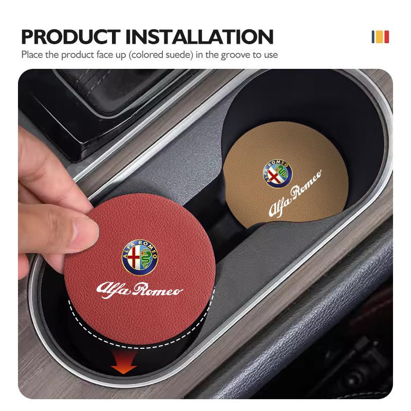 2Pcs Car Coasters Anti-slip Water Cup Drink Holder Accessories For Alfa Romeo 159 Giulietta Giulia 147 Mito 156 159 166 GT