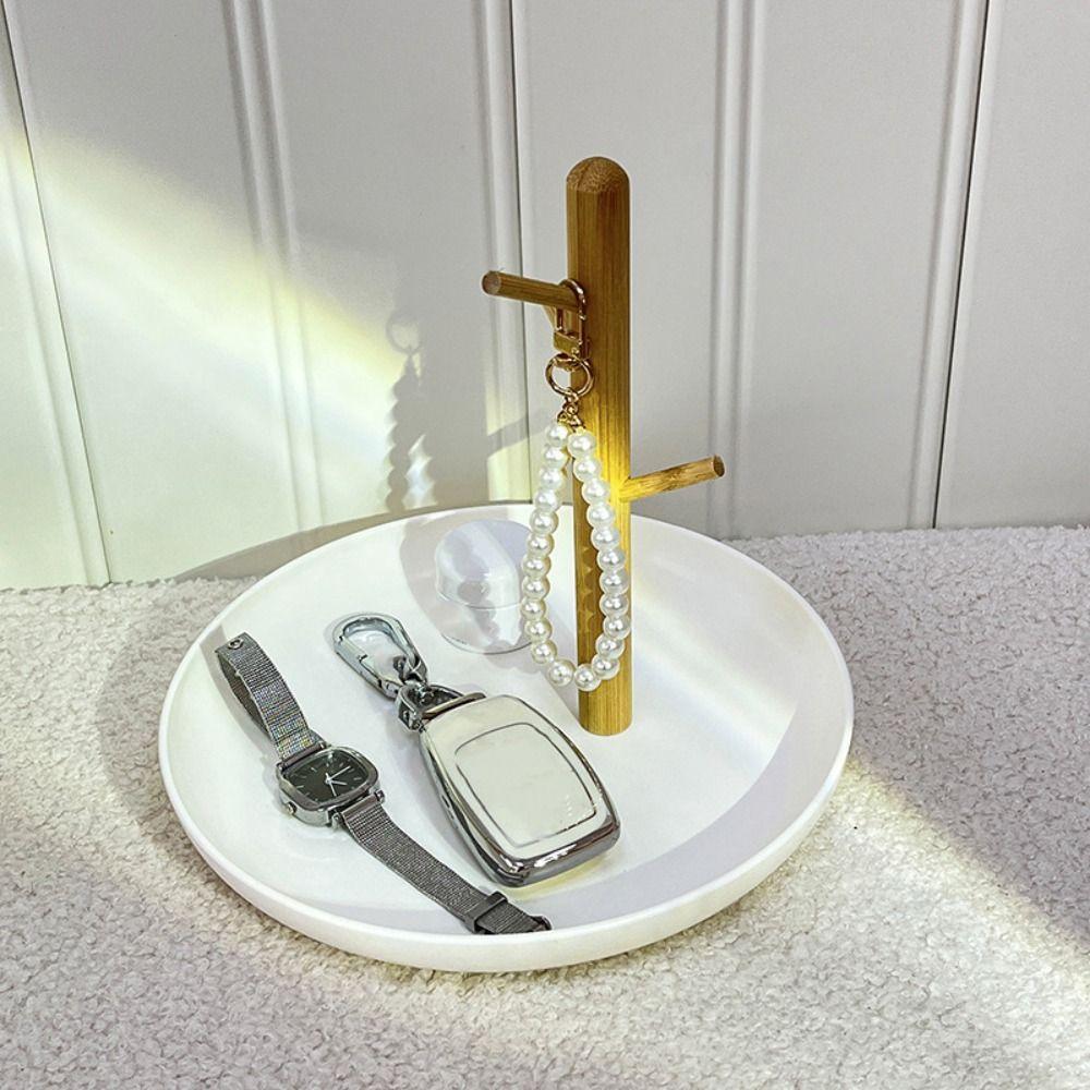 Wooden Jewelry Hanging Rack Simple Bathroom Shelf Multi-Function Storage Tray Living Room