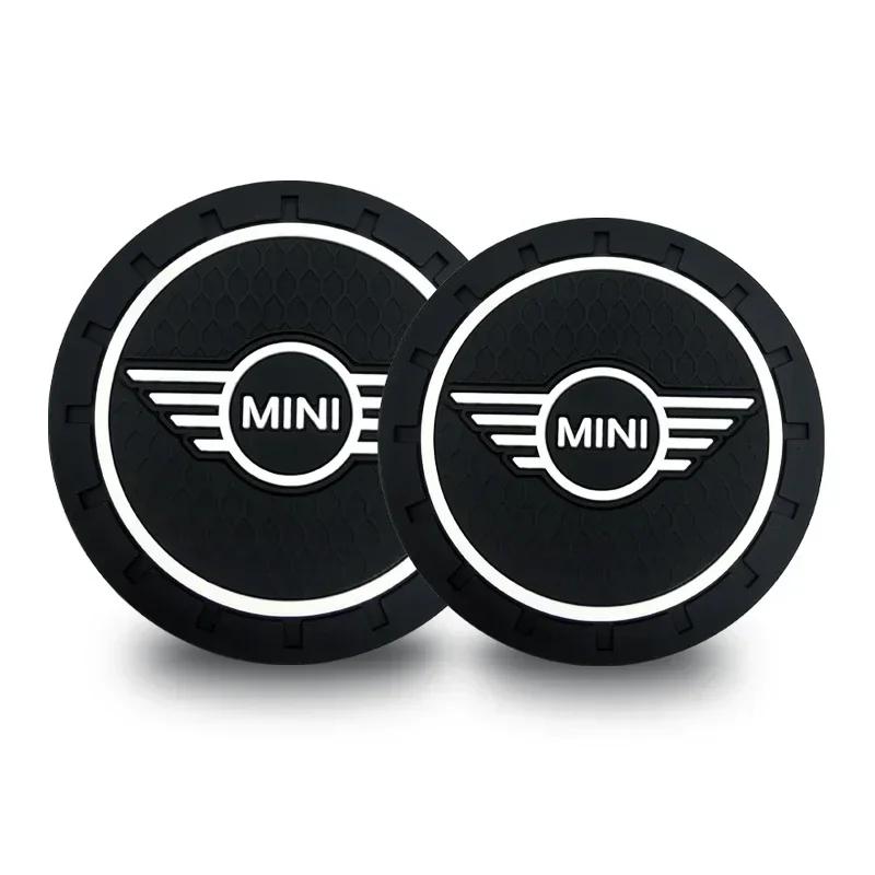 NVOGW1 For Bmw Mini 1/2pcs Non-slip Car Water Cup Pad Coaster Rubber Mat Bottle Holder Interior Anti-skid Cup Holder For Mini Cooper On