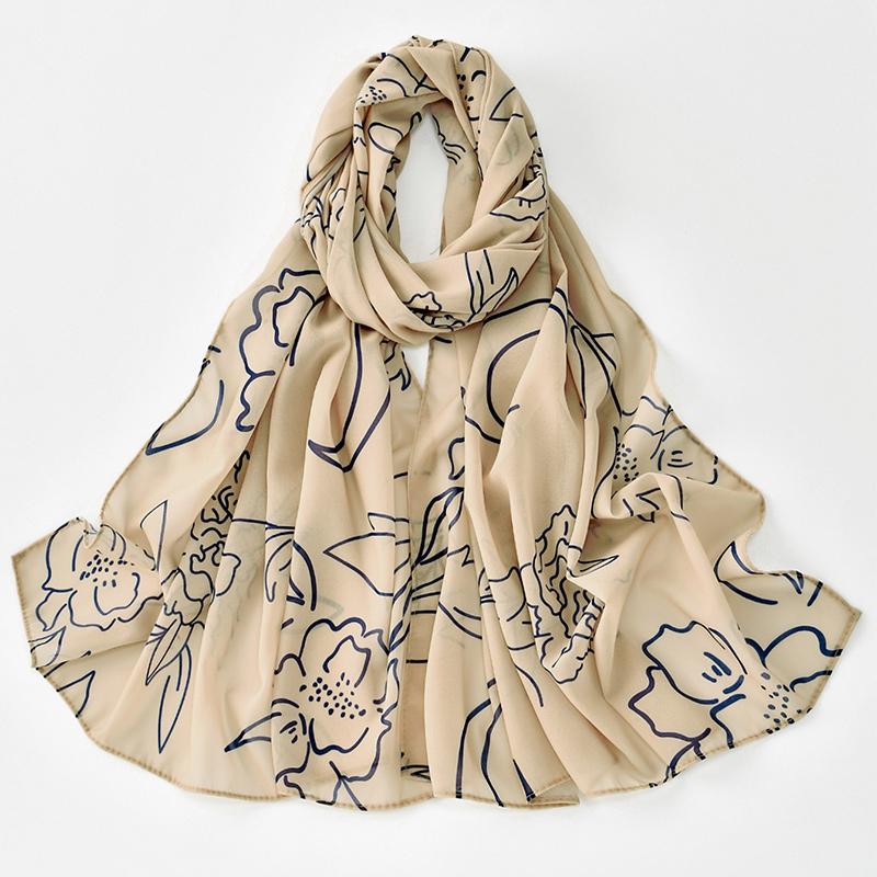Новинка Принт Цветочный Шифон Хиджаб Шарф Женская Мода Тай-дай Шаль Мусульманский Премиум Шифон Головной Платок Ислам Роскошный Тюрбан