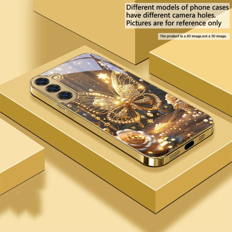 Золотой пейзаж Для Samsung Galaxy S20 FE S21 S22 S23 Plus S24 Ultra 25Ultra S21+ S9+ S22Plus Золотой стеклянный чехол для телефона