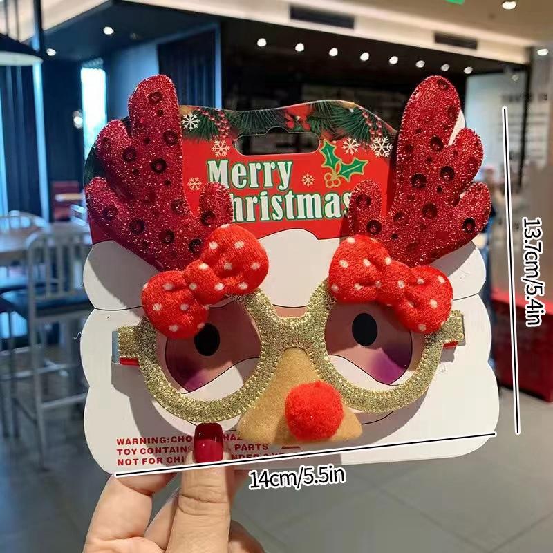 Christmas Glasses Decorative Glasses with Sticker Christmas Decoration Gift for Girls Women Xmax Party Costume Accessory Navidad