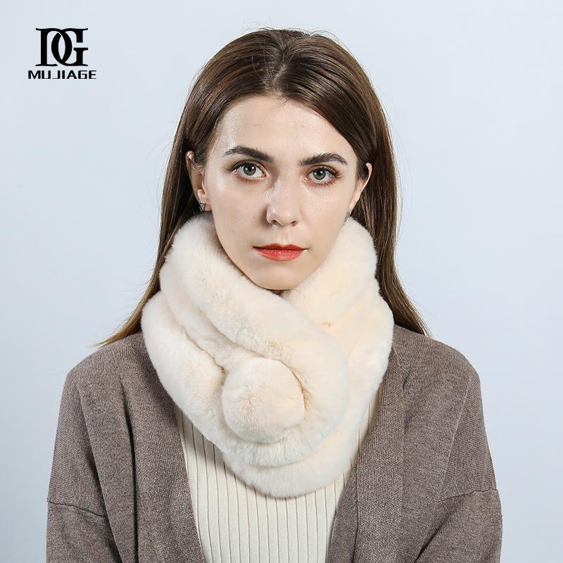 Rabbit Fur Scarf Neck Women's Winter Korean Version Thickened Versatile Winter Double Sided Rex Rabbit Fur Fur Scarf Neck