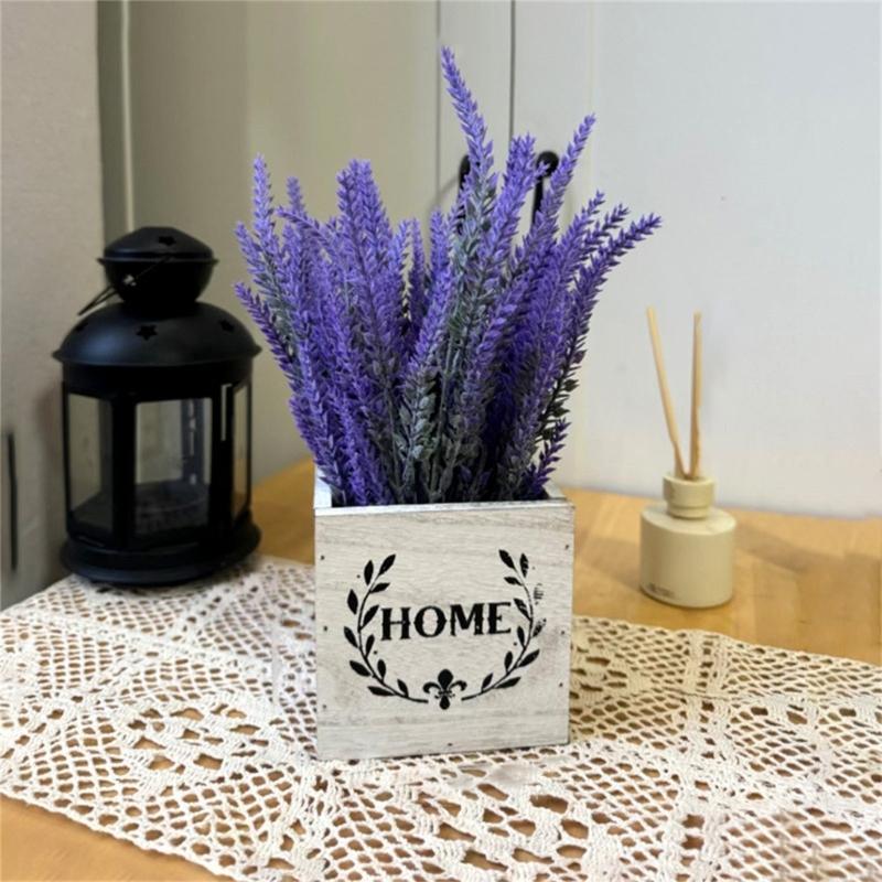 Букеты из искусственных цветов с деревянным кашпо Искусственное растение в вазе Для патио Свадебная настольная цветочная композиция