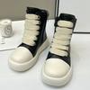 Винтажная дизайнерская детская обувь, модные высокие кроссовки на платформе, черные кожаные, повседневные, для девочек и мальчиков, массивные кроссовки