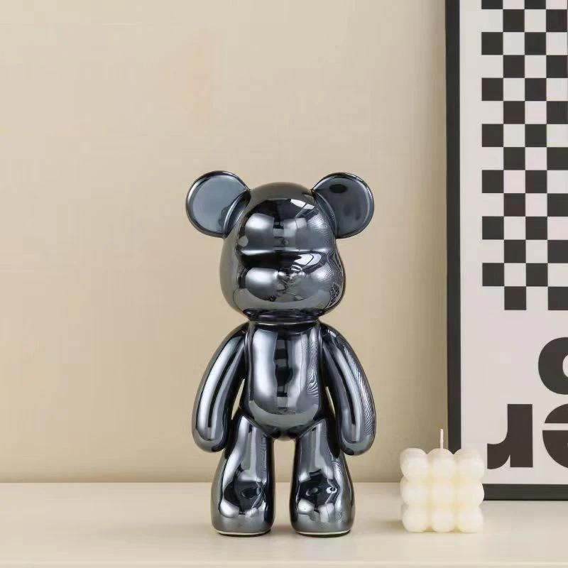 Керамическая 27 см Цветная Гальваническая Скульптура Медведя Домашняя Гостиная Настольная Декоративная Статуэтка Украшения для Интерьера Нового Дома