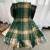 Autumn And Winter Checked Scarf WomenS Japanese Winter Classic Versatile Tassel Thickened Warm Cashmere Scarf