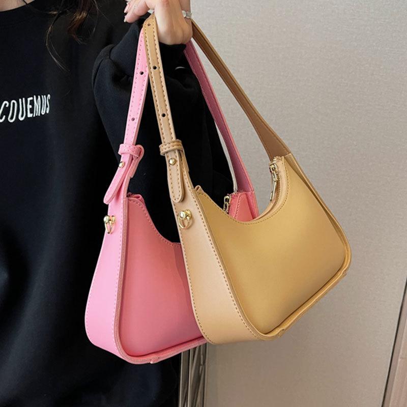 Модная простая женская сумка на одно плечо, летняя новая универсальная однотонная женская сумка подмышкой, кожаная женская сумка для поездок на работу