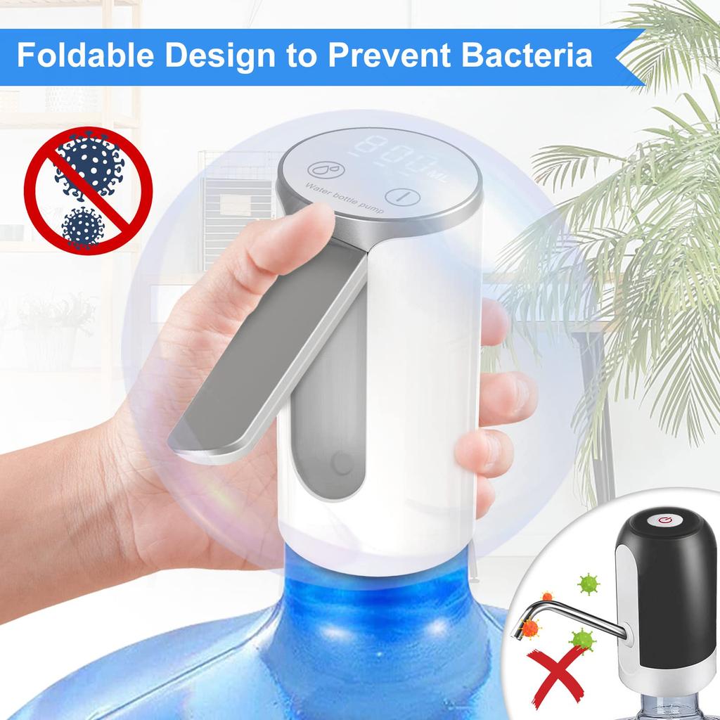 Диспенсер для воды со светодиодным дисплеем, сенсорная кнопка, 3 количественные настройки, насос для питьевой воды, зарядка типа C, складной диспенсер для воды